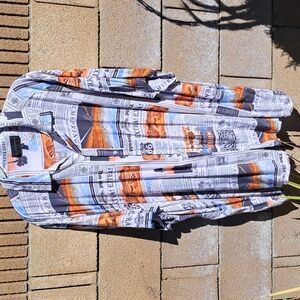 No Boundaries Newspaper Print Men's Shirt - Black, White, Orange